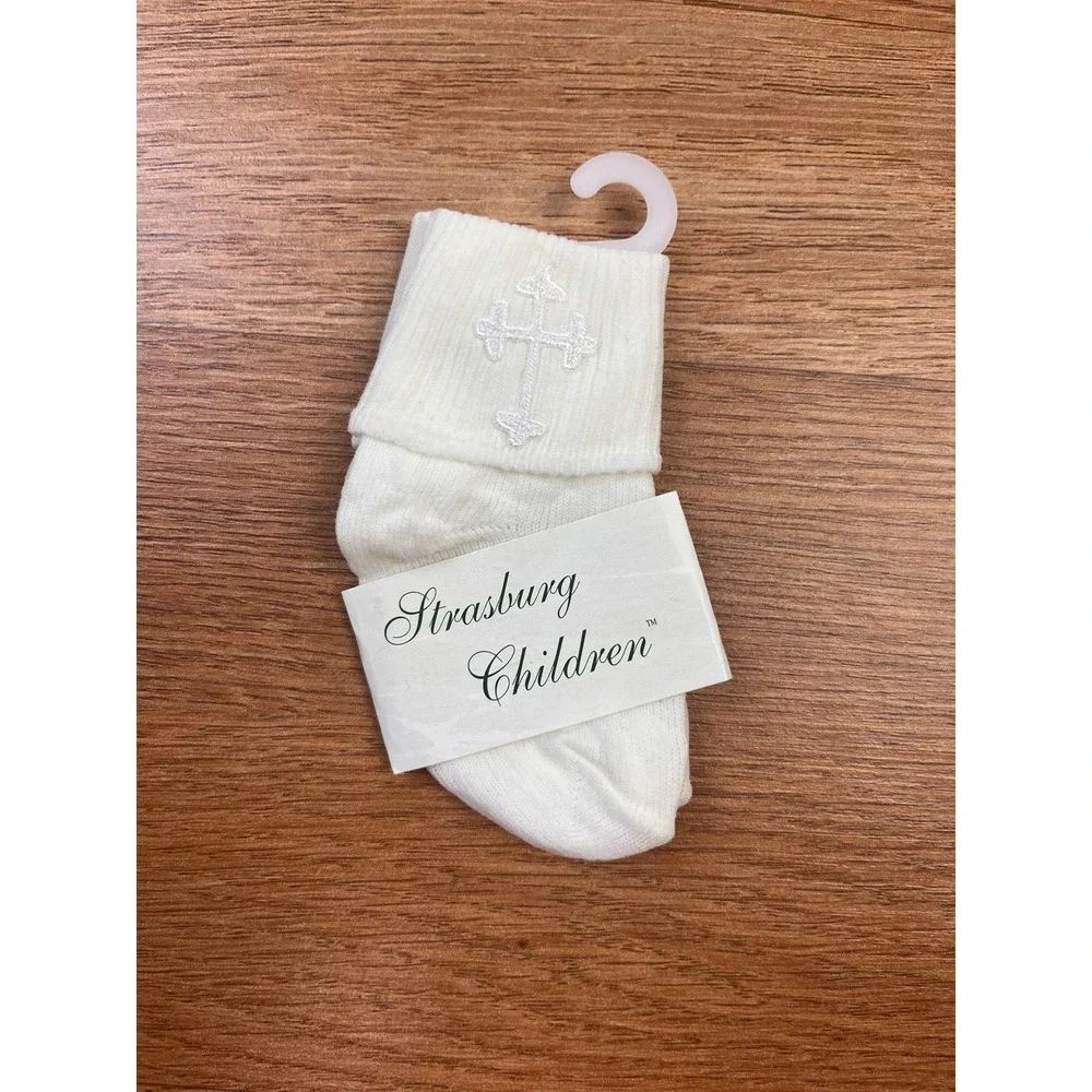 Strasburg Christening Newborn Infant White Socks Fits Shoe Size 0-1‎ NEW